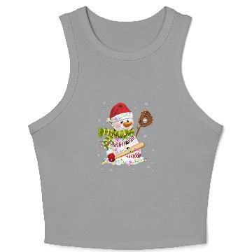 Discover Christmas Baseball Bat Snowman Santa Snowflake Crop Tank Top