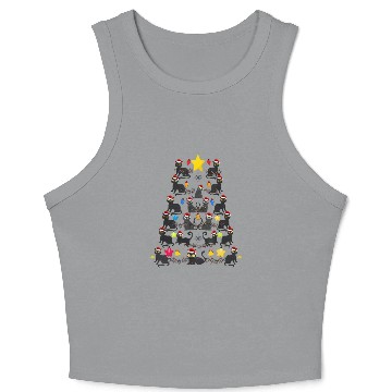 Discover Black Cat christmas light funny cat lover Crop Tank Top