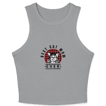 Discover Best Cat Mom Ever Buffalo Plaid Check Crop Tank Top