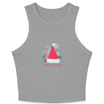 Discover Santa Hat and Candy Canes for Christmas Crop Tank Top
