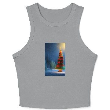 Discover Mushroom green and red Christmas tree Crop Tank Top