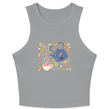 Discover Teapot Design Flower Tea Lover Crop Tank Top