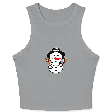 Discover Cute Snowman With Carrot Nose And Hat Crop Tank Top