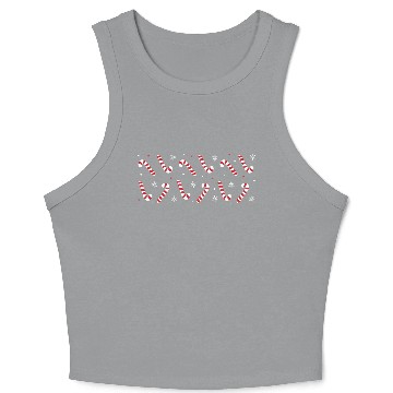 Discover Christmas Candy Canes Crop Tank Top