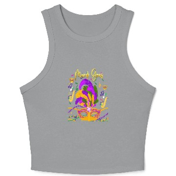 Discover Mardi Gras Beads Mask Feathers Crop Tank Top