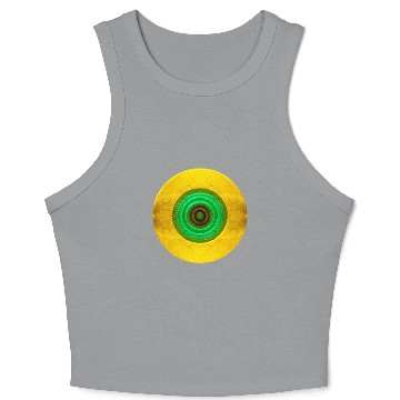 Discover Golden-Green Geometric Circular Pattern Crop Tank Top