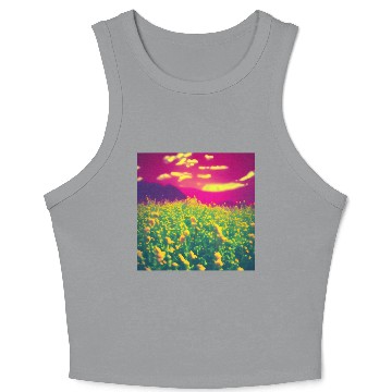 Discover Abstract Flowers on a Pink Background Crop Tank Top