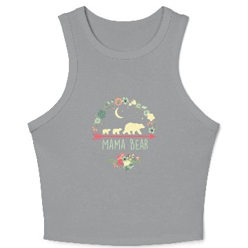 Discover Floral Mama Bear With 2 Cubs Crop Tank Top
