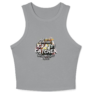 Discover Funny Baseball Catcher Softball Player Game day Crop Tank Top