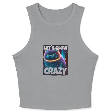 Discover Lets Glow Crazy Cat Kitten Fluffy Cat Crop Tank Top