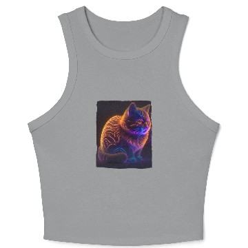 Discover Lets Glow Crazy Cat Kitten Fluffy Cat Crop Tank Top