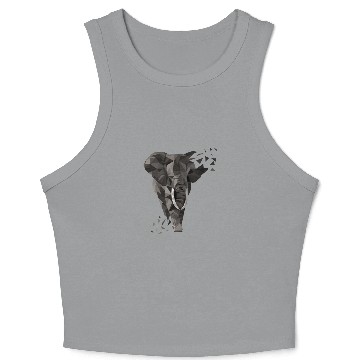 Discover Elephant Gift Idea - Low Poly Elephant Crop Tank Top