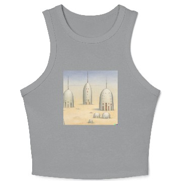 Discover Alien Landscape Soft Colors Pencil Drawn 1 Crop Tank Top