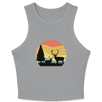 Discover Sunset sunrise nature deer in the zoo Crop Tank Top