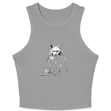 Discover cool samurai cat Crop Tank Top