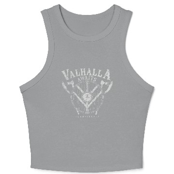 Discover Valhalla Awaits Viking Shield Crop Tank Top
