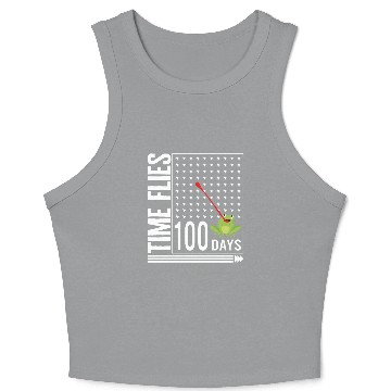 Discover School Crop Tank Top, Time Flies 100 Days Frog Eating Fly