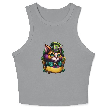 Discover Cat Mardi Gras Crop Tank Top