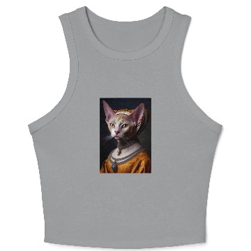 Discover Gold Queen Devon Rex Cat Breed Portrait Royal Rena Crop Tank Top