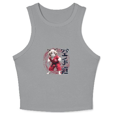 Discover Karate Cat, Karatedo Japanese Kanji Crop Tank Top