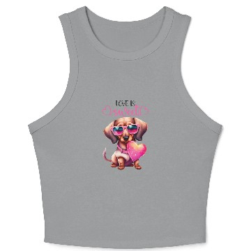 Discover Love Is Sweet Dachshund Design Crop Tank Top