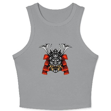 Discover Japanese samurai warrior devil grey and red mask Crop Tank Top