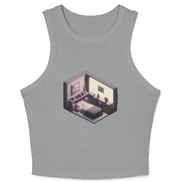 Discover Isometric Bedroom - Synthwave Retro Future Room Crop Tank Top
