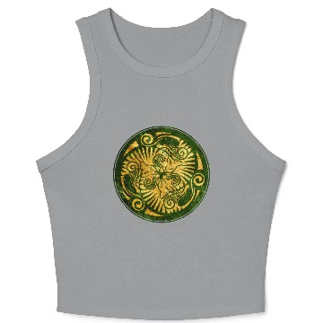 Discover Sleeping kittens, gold on green Crop Tank Top