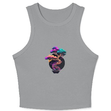 Discover Synthwave Bonsai Tree Crop Tank Top
