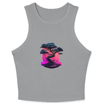 Discover Synthwave Bonsai Tree Crop Tank Top