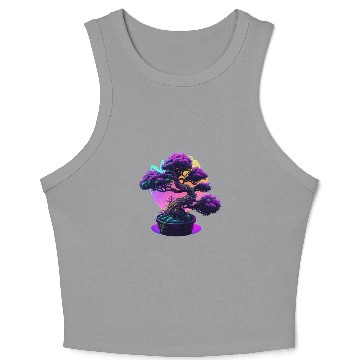 Discover Synthwave Bonsai Tree Crop Tank Top