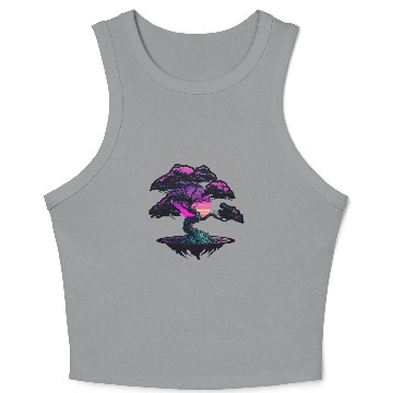 Discover Synthwave Bonsai Tree Crop Tank Top