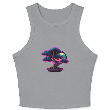 Discover Synthwave Bonsai Tree Crop Tank Top