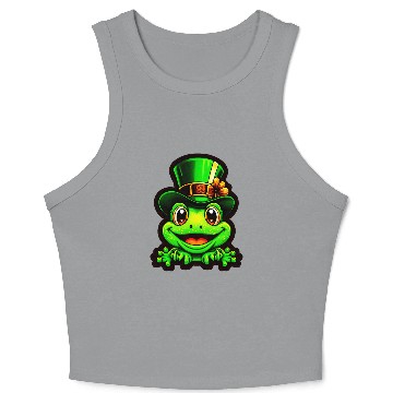 Discover Grinning Frog Wears St. Patrick Day Top Hat Crop Tank Top