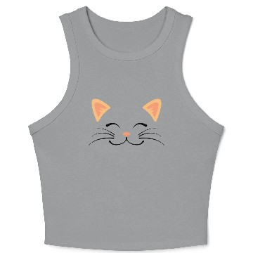 Discover Floating Cat Face Crop Tank Top