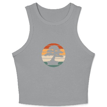 Discover Retro Bonsai Tree Design Crop Tank Top