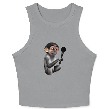 Discover Little Monkey With Microphone Crop Tank Top