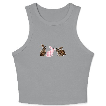 Discover Cute Leopard Plaid Bunny Sunglasses Easter Day Crop Tank Top