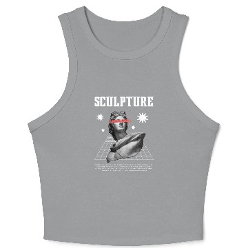 Discover Black White Modern Sculpture Crop Tank Top Design