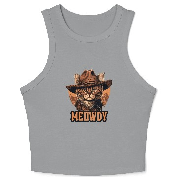 Discover Meowdy - Funny Mashup Between Meow and Howdy - Cat Crop Tank Top