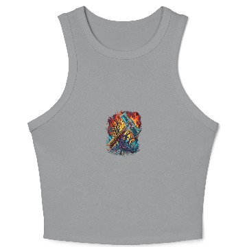 Discover Firefighter Fire Rescue Axes in Flame Fire Crop Tank Top