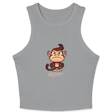 Discover Grumpy Monkey Meme Aesthetic Bad Mood chimpanzee Crop Tank Top