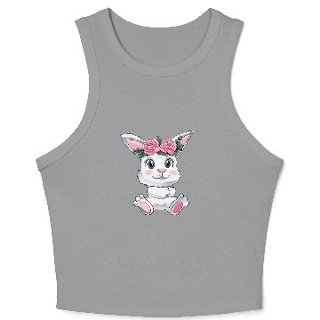 Discover Easter Bunny Cute bunny Flowers Eggs Crop Tank Top