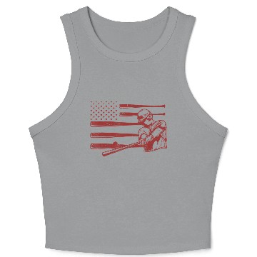 Discover Baseball Player Batter Baseball Bat USA Flag Crop Tank Top