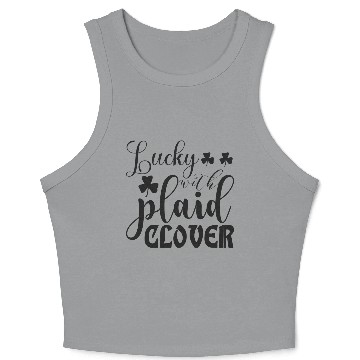 Discover Lucky with plaid clover Crop Tank Top