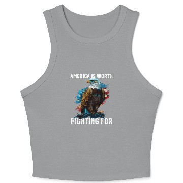 Discover America is Worth Fighting For American Bald Eagle Crop Tank Top