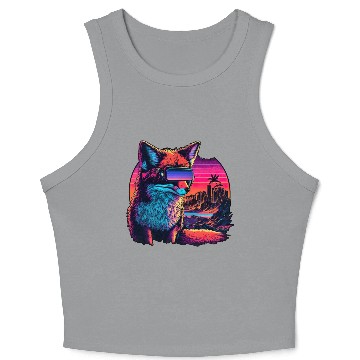 Discover Retro Futuristic Synthwave Fox Crop Tank Top