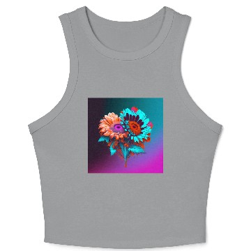 Discover Blue and Orange Love Blooms Crop Tank Top