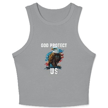 Discover God Protect US American Bald Eagle Christian 4th Crop Tank Top