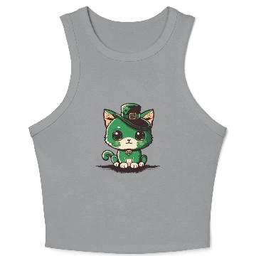 Discover st patricks day - cut cat wearing a hat Crop Tank Top
